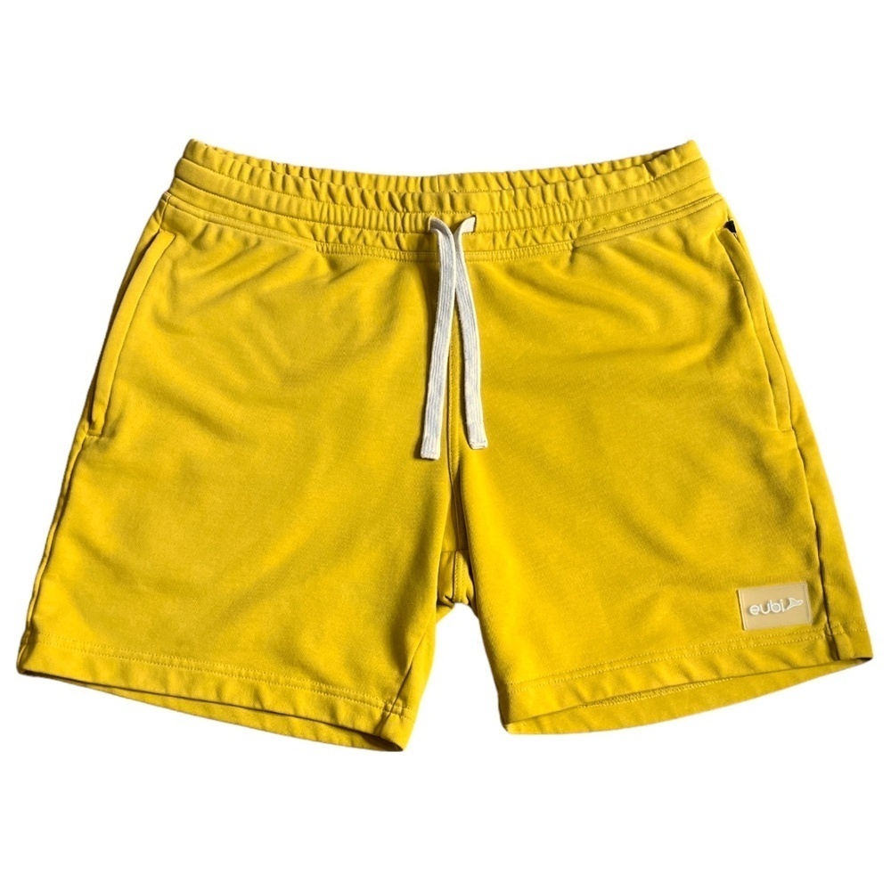 Eubi Mens Signature French Terry 7" Lounge Shorts, Gold, Size M
